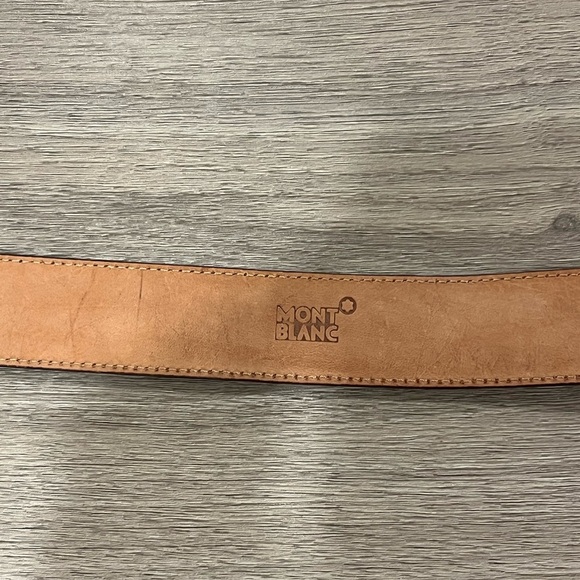 Montblanc Tan Leather Crocodile Belt Men’s Rectangular Pin Buckle 44” READ - Picture 4 of 7